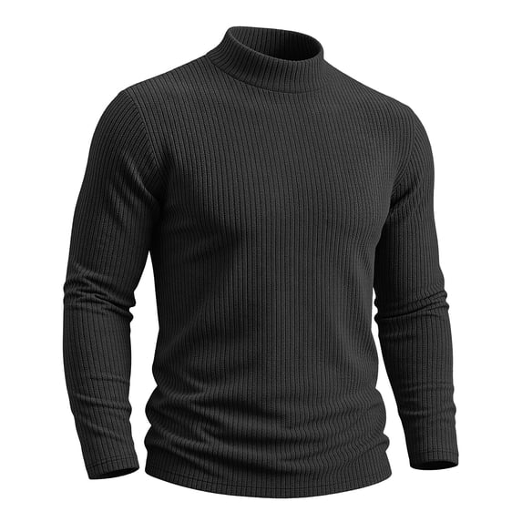 FSYBOA Men's Crewneck Sweaters, Casual Comfortable Long Sleeve Knitted Pullover Tops Black Size XL