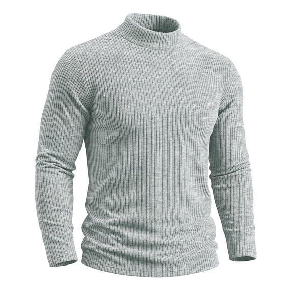 FSYBOA Men's Crewneck Sweaters, Knitted Casual Comfortable Long Sleeve Pullover Tops Silver Size 2XL
