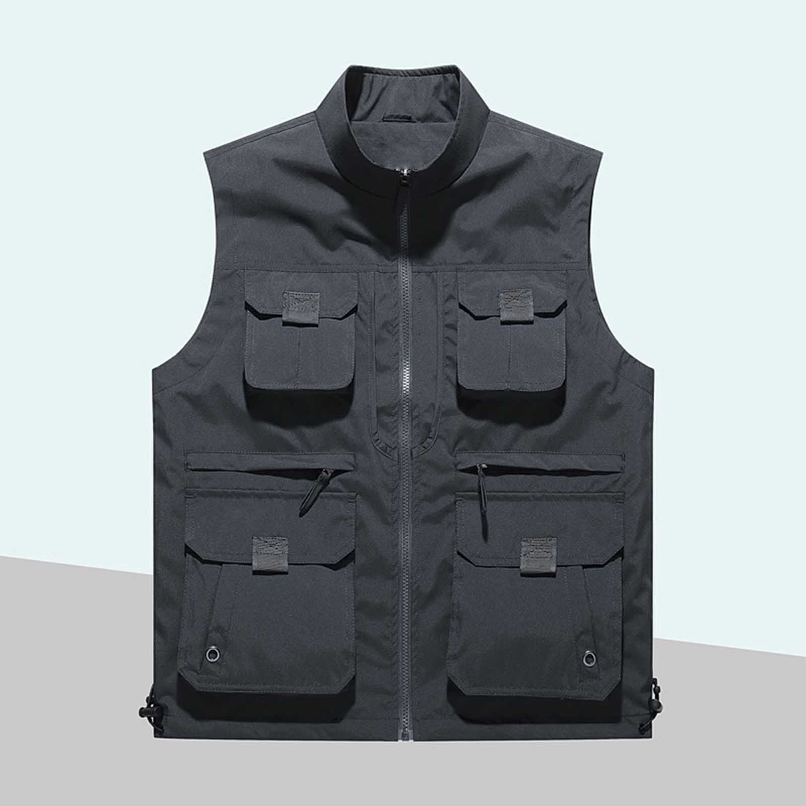 FSYBOA Men's Fishing Vest, Hiking Zip Up Multi Pockets Casual Men's ...