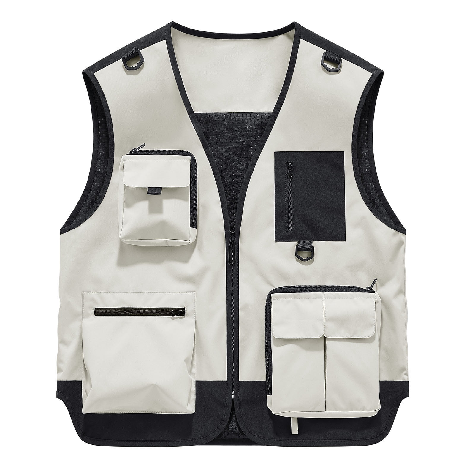 FSYBOA Men's Fishing Vest, Multi Pockets Fall Full Zip Casual Men's ...