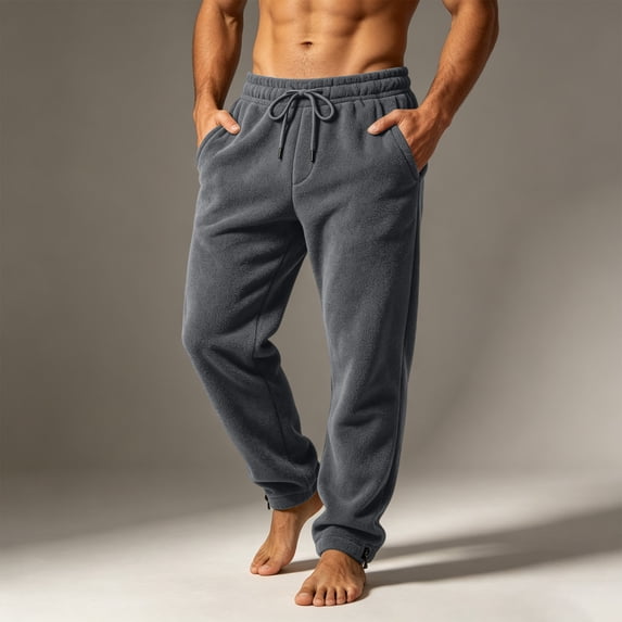 FSYBOA Men's Fleece Sweatpants, Elastic Bottom Drawstring Waist Casual Warm Jogger Pants Dark Gray Size 5XL