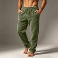 thumbnail image 1 of FSYBOA Men's Fleece Sweatpants Size 4XL, Warm Casual Drawstring Waist Elastic Bottom Jogger Pants Army Green, 1 of 7