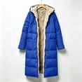 thumbnail image 1 of FSYBOA Men's Hooded Puffer Coat, Thick Warm Long Length Fleece Lined Winter Outerwear Coat Blue Size M, 1 of 6