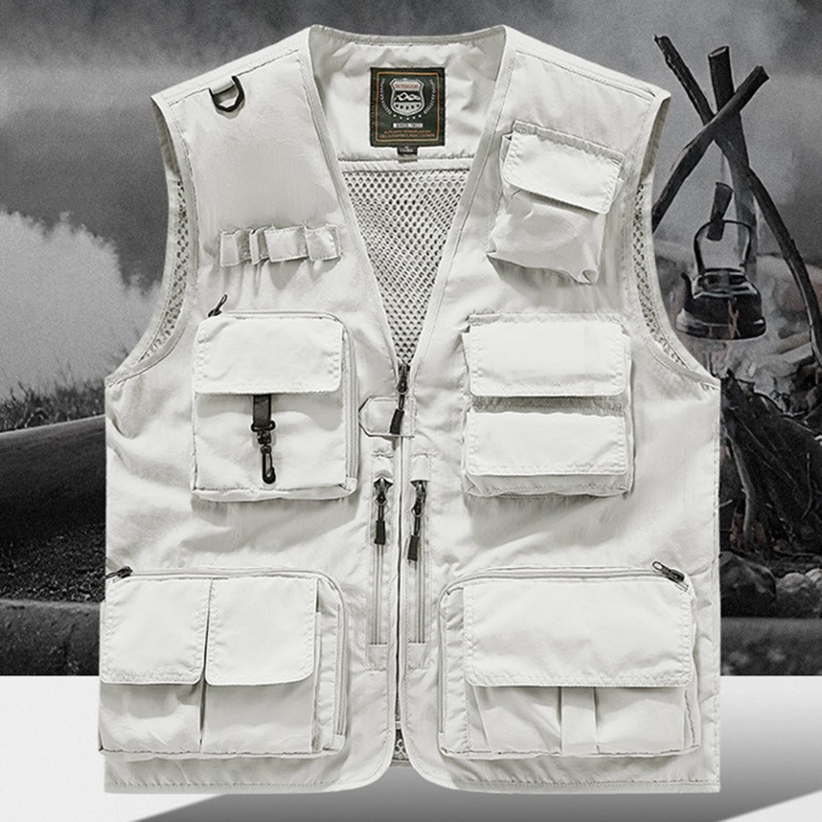 Stoddle Fish FSYBOA Men's Utility Vest, Casual Fishing Full Zip Multi Pockets Men's ...