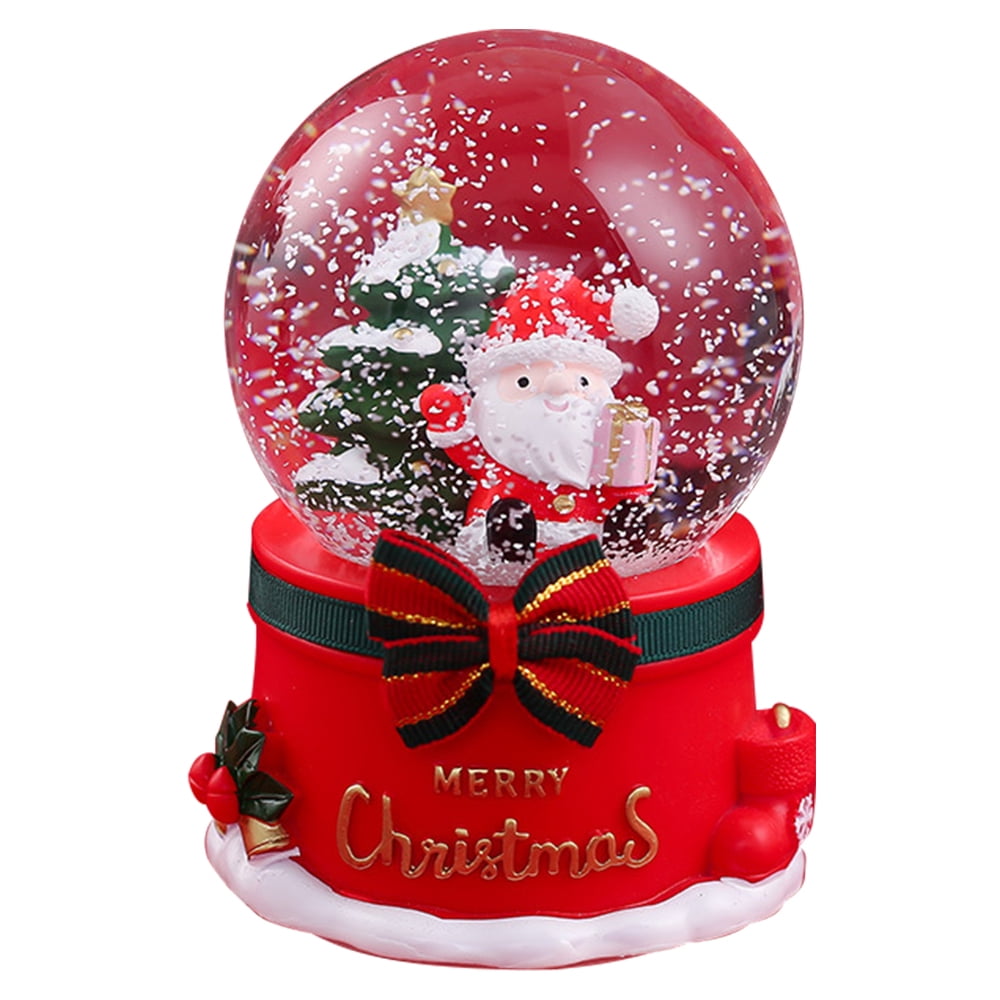 FSYZX Christmas Crystal Ball Music Box Snowflakes Glowing Santa Snowman
