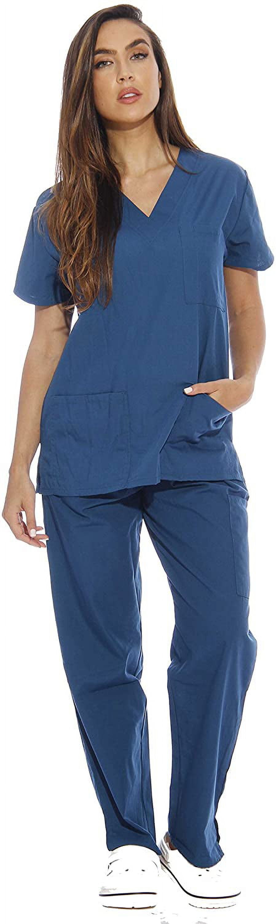 FSYZX Women's Scrub Sets Six Pocket Medical Scrubs (VNeck with Cargo