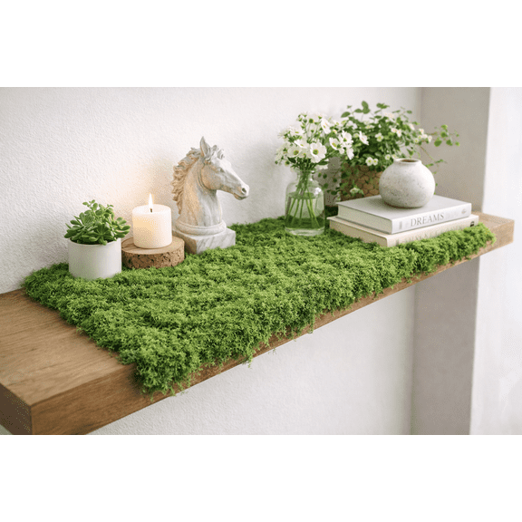 FSZNKJ Artificial Moss Mat 0.5m x 1m  Green Faux Moss for Framing, DIY Projects, Plant Trays, Floating Shelf & Table Runner, Perfect for Home Dcor & Crafts