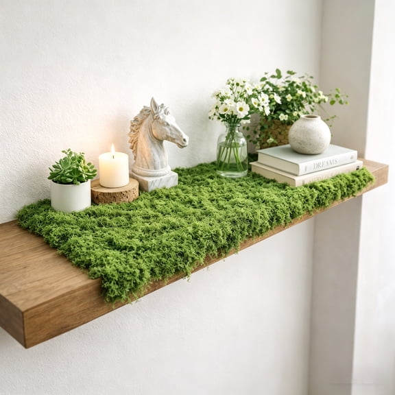Tifaealis Green Faux Moss Mat 19.68" x 39.37" for DiY Crafts, Table & Balcony Decorations, Low Maintenance