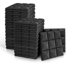FStop Labs Acoustic Foam Panels, 2" x 12" x 12" Mushroom Studio Wedge Tiles, Sound Panels Wedges Soundproof Sound Insulation Absorbing, 9 Block Mushroom Design (24 Pack, Black)