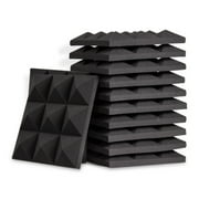 FStop Labs Acoustic Foam Panels, Pyramid Studio Wedge Tiles, 12" H, Black 12 Pack