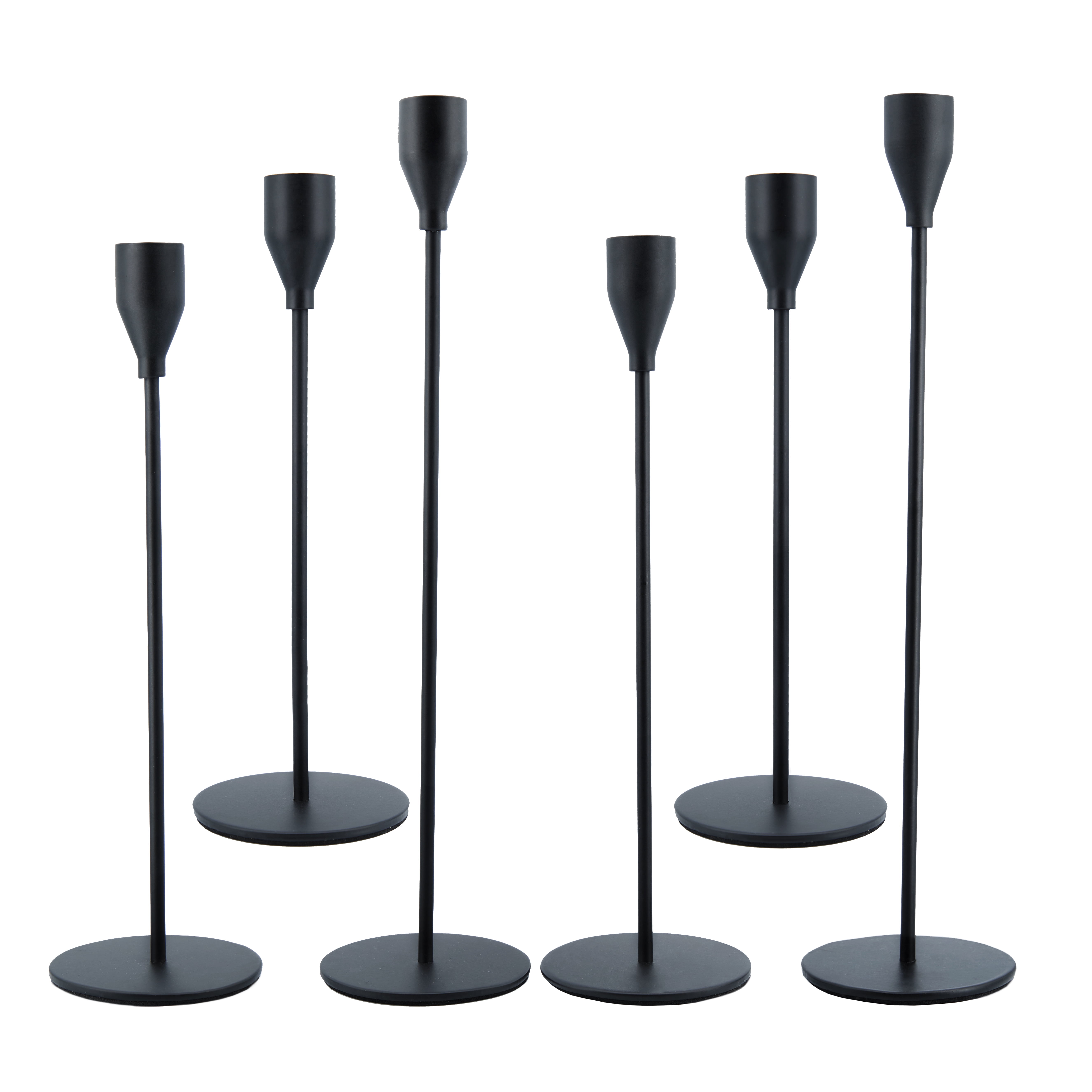FSyueyun Set of 6 Matte Black Candle Holders for Taper Candles, Metal