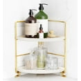 thumbnail image 1 of FSyueyun Stainless Steel 2-Tier Corner Makeup Organizer with 4 Compartments, Gold, 1 of 10
