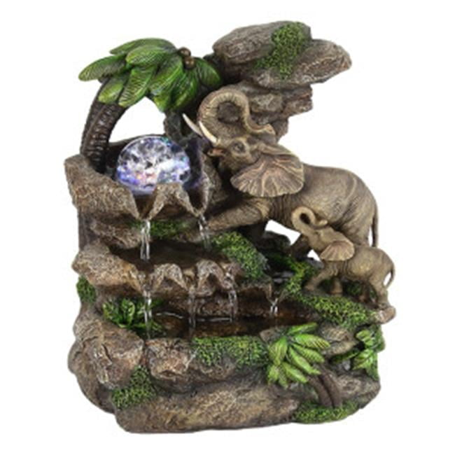 ComfyCushions LED Lights 11'' Elephant Table Fountain, Plastic Multicolor