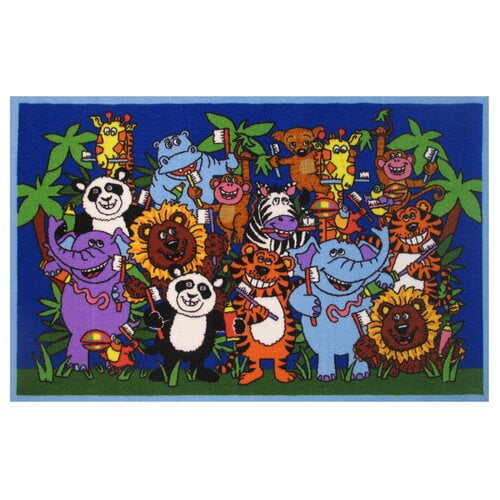 Fun Time Nylon 39"x58" Brushing Time Area Rug in Multi-Color