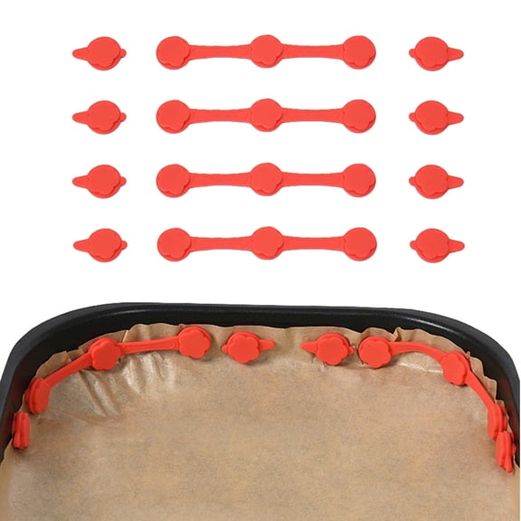FT Hita 12pcs Air Fryer Magnet  Silicone Buckle Set Flower Shape Magnet  for Fixed Parchment High-Temperature Resistant Prevent Shifting&Burning(Red)