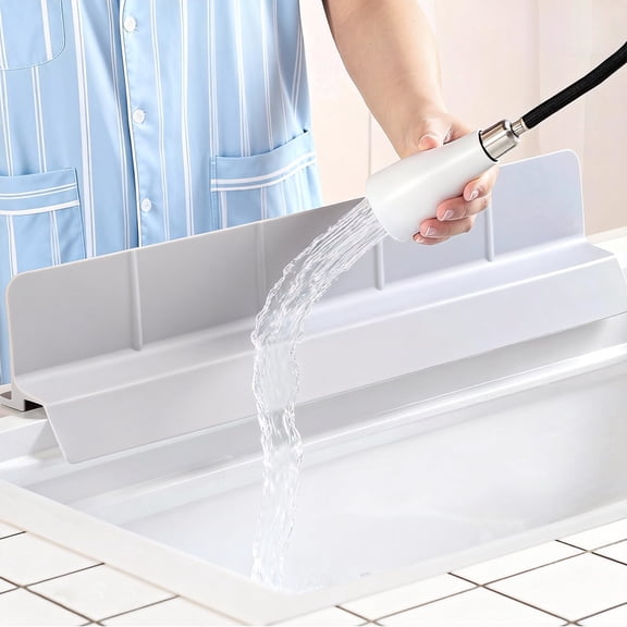 FT Hita 23 inches Kitchen Sink Splash Guard Non Slip Strong Suction Fixed,Faucet&Countertop Protector for Faucet, Countertop & Sink Edge(Gray)