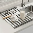 thumbnail image 1 of FT Hita Kitchen Foldable Stainless Steel Dish Rack Over The Sink Dish Drying Rack Multipurpose Kitchen Drainer for Sink Dish Rack Heat Insulation Pad, 1 of 6