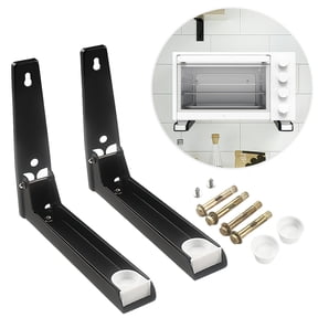 FT Hita Metal Microwave Wall Stand,2Pcs Microwave Mount Bracket,Retrackable Foldable Oven Wall Mounted Stand Holder Rack Bracket Load 100 lb (Black)