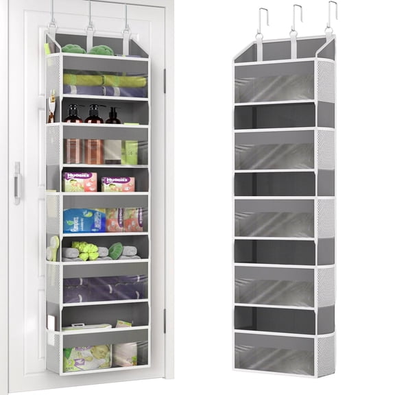 FT Hita Over The Door Organizer with 5 Large Pockets 10 Mesh Side Pockets Foldable Anti Tilt Fabric Storage for Bedroom Bathroom Pantry room kitchen