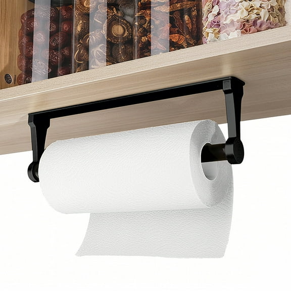 FT Hita Stainless Steel Paper Roll Hanger Paper Towel Holder Under Cabinet Wall Adhesive or Drilling Durable Toilet Roll Holder Suitable