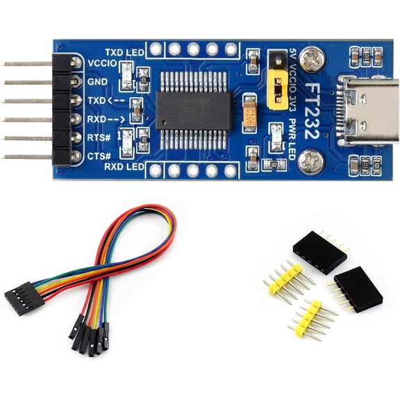 FT232 USB to UART TTL Serial Converter Adapter Module 3.3V 5V USB UART Board (Type C) FT232RL USB to TTL Adapter Compatible with Mac OS, Linux, Android, Wince, Windows 7/8/8.1/10/11