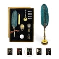 thumbnail image 1 of FTC Feather Quill Pen Calligraphy Set with Zodiac Wax Seals, Ink, and Nibs, Green, 1 of 9