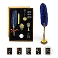 thumbnail image 1 of FTC Feather Quill Pen Calligraphy Set with Zodiac Wax Seals, Ink, and Nibs, Blue, 1 of 9