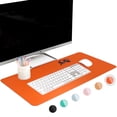 thumbnail image 1 of FTC PU Leather Desk Pad, 31.5 x 15.75 in, XL Non-Slip Flannelette Base with Stitched Edges, Orange, 1 of 16