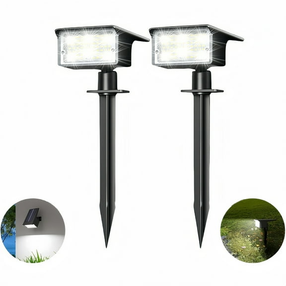 FTC Solar Garden Lights for Outdoors, 2 Pieces, IP67, 6500K LED