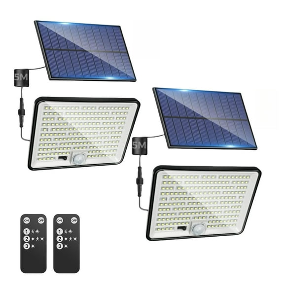 FTC Solar Powered Outdoor Flood Lights with Motion Sensor, 2 Pack