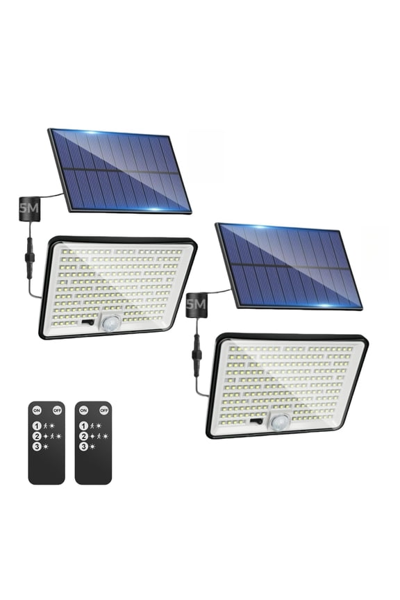 Solar Powered Outdoor Flood Lights with Motion Sensor, 2 Pack
