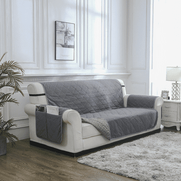 FTCBJJA 100% Waterproof Recliner Chair Covers, Sofa Washable Slipcover with Pocket, Sofa Couch Cover Furniture Protector Cover with Elastic Straps for Kids Children Dog Cat, Gray