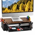 thumbnail image 1 of FTCBJJA 2-Tier Monitor Stand Riser for Home & Office, Desk Organizer and Accessories with Drawer and Pen Holders, Ergonomic Computer Stand, Wood, 1 of 9