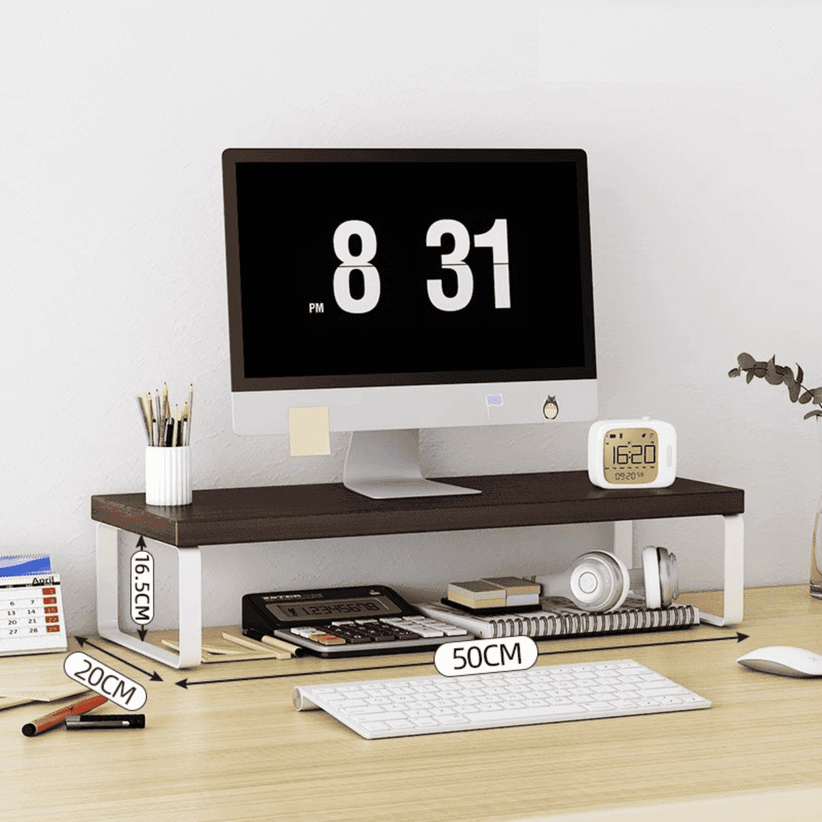Computer Table With Monitor Stand FTCBJJA 20 Inch Monitor Stand Riser, Computer Monitor Stand for Office ...