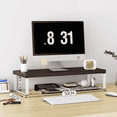 thumbnail image 1 of FTCBJJA 20 inch Monitor Stand Riser, Wood Computer Monitor Stand for Office Computer, Laptop, Small Printer, Walnut/White Desk, 1 of 5