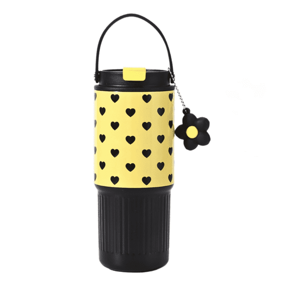 SpaceMuse 25 oz Stainless Steel Tumbler, 3-in-1 Leak Proof Tumbler, Travel Coffee Mug with Swivel Handle, Car-Cup Holder Friendly, Yellow