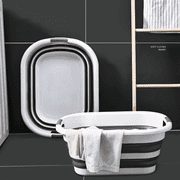 FTCBJJA 26L Collapsible Plastic Laundry Basket, Space Saving Washing Tub Foldable Laundry Basket Organizer Grey