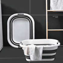 FTCBJJA 30L Collapsible Plastic Laundry Basket, Space Saving Washing Tub Foldable Laundry Basket Organizer Grey