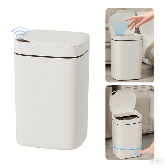 FTCBJJA 4.2 Gallon Touchless Trash Can with Lid – Motion Sensor Auto Open Close, Smart Garbage Bin for Kitchen Bathroom Bedroom Office, White