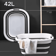 FTCBJJA 42L Collapsible Plastic Laundry Basket, Washing Tub for Clothes Foldable Laundry Baskets Grey