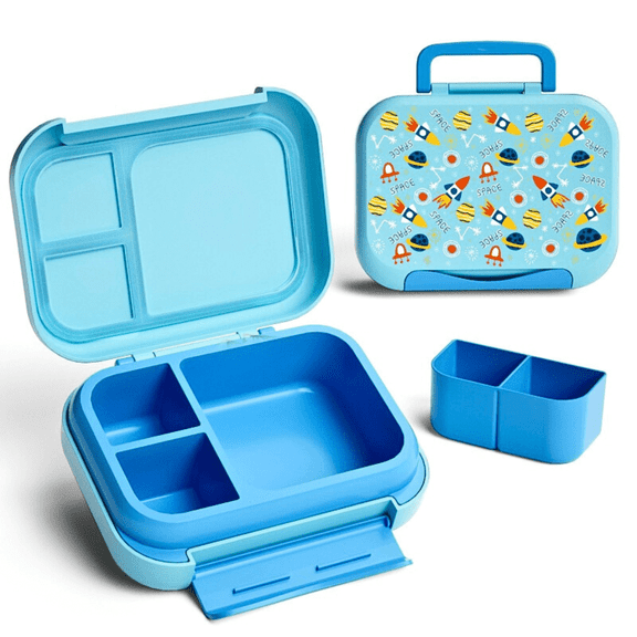 FTCBJJA Bento Box Leak-Proof, 3 Compartments Lunch Box for Picnics Travel, BPA Free Lunch Container, Dishwasher Safe, Blue