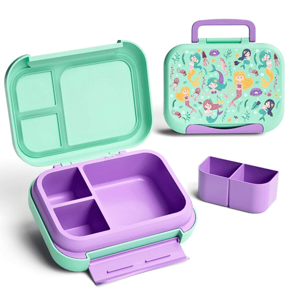 FTCBJJA Bento Box Leak-Proof, 3 Compartments Lunch Box for Picnics Travel, BPA Free Lunch Container, Dishwasher Safe, Green