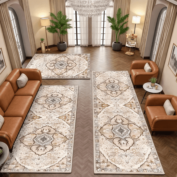 FTCBJJA Boho Kitchen Rug and Mat Set 3 Piece, Non Skid Kitchen Mats for Floor, Runner Rugs for Hallway Kitchen Holiday Decor, Floor Mat for Living Room, Bedroom, 20"x31.5" + 20"x47.2" + 20"x59"