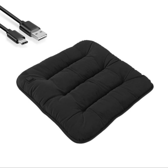 FTCBJJA Car Heated Seat Cushion, Graphene USB Power Seat Warmer with 3Level Heating, 12V Universal Heated Seat Pad Black Cover for Car & Office and Home