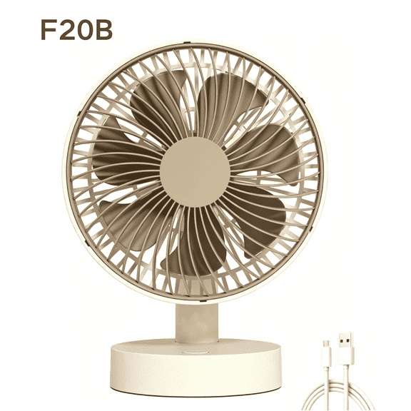SpaceMuse 6 inch Oscillating Fan with 4 Speeds and 8H Timer, 30dB Quiet Desk Air Circulator Fans with Usb Rechargeable for Women, Khaki