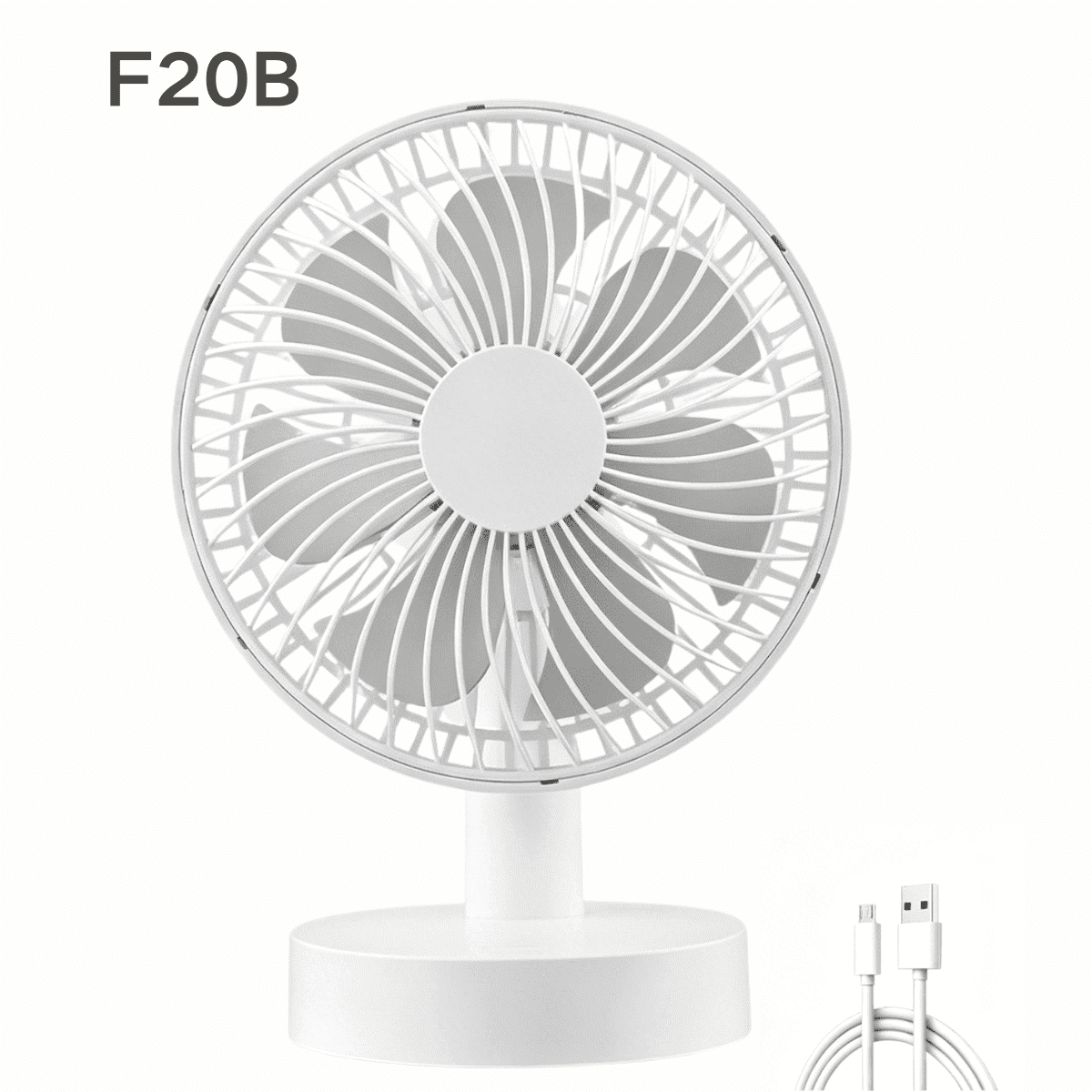 SpaceMuse 6 inch Oscillating Fan, 4 Speeds and 8H Timer Desk Air Circulator Fans with USB Rechargeable, 30dB Quiet Table Fan for Bedroom, White