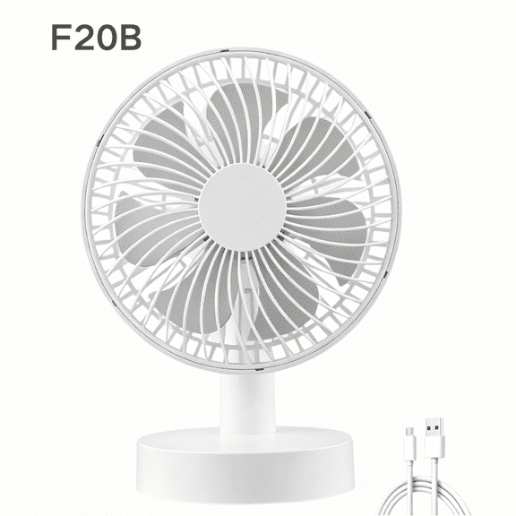 SpaceMuse 6 inch Oscillating Fan, 4 Speeds and 8H Timer Desk Air Circulator Fans with USB Rechargeable, 30dB Quiet Table Fan for Bedroom, White