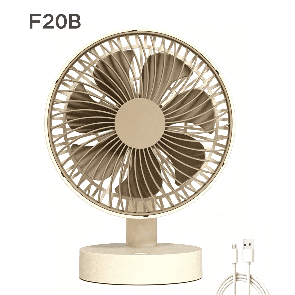 SpaceMuse 6 inch Oscillating Fan, 4 Speeds and 8H Timer Desk Air Circulator Fans with USB Rechargeable, 30dB Quiet Table Fan for Bedroom, Khaki