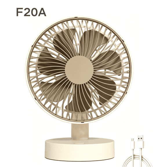 SpaceMuse 6 inch Oscillating Fan, 4 Speeds and 8H Timer Desk Air Circulator Fans with USB Plug-in Powered, 30dB Quiet Table Fan for Bedroom, Khaki