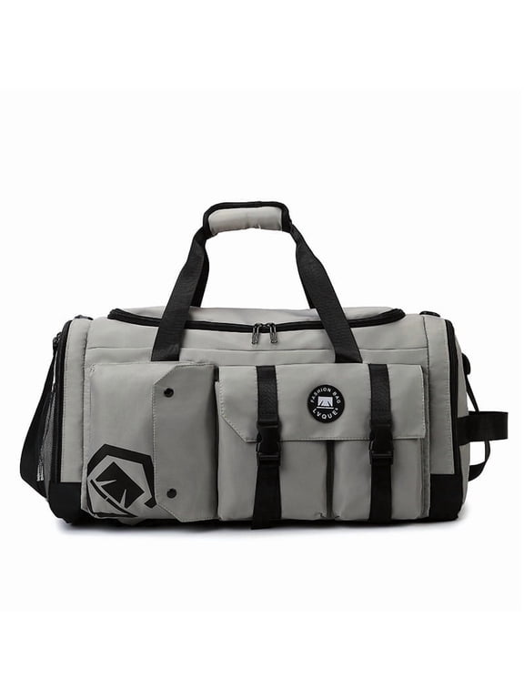 Gym Sport Duffle Bag with Shoes Compartment and Wet Pocket, Multipurpose Lightweight Travel Backpack, Weekender Overnight Bag for Women and Men, Gray